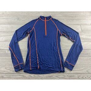 Chamonix Collection Womens 1/4 Zip Lightweight Jacket Large Navy Blue Bamboo